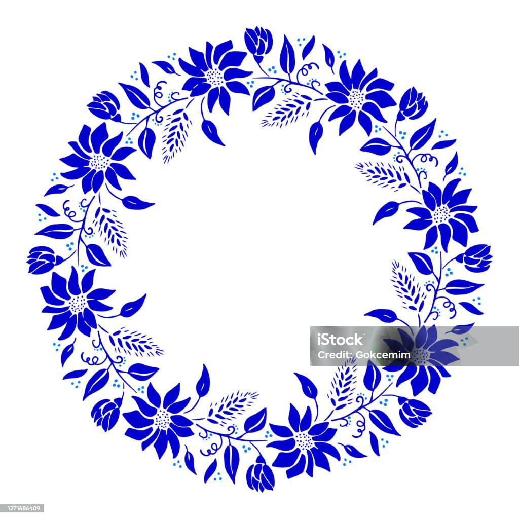 Ilustración de Fondo De Marco Boho Con Guirnalda De Flores Azules Elemento  De Diseño Vectorial Floral Para El Cumpleaños Año Nuevo Tarjeta De Navidad  Invitación De La Boda y más Vectores Libres