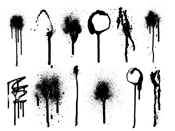 istock Vector black and white set with ink splash, blot and brush stroke. Grunge textured geometrical elements for design, backgrounds. 1271687907