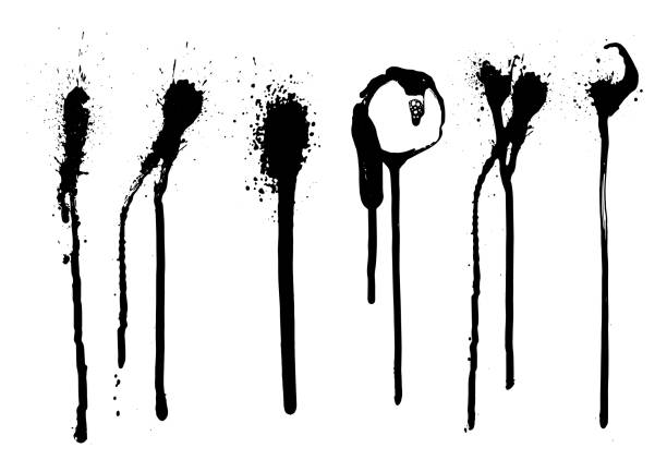 istock Vector black and white set with ink splash, blot and brush stroke. Grunge textured geometrical elements for design, backgrounds. 1271687917