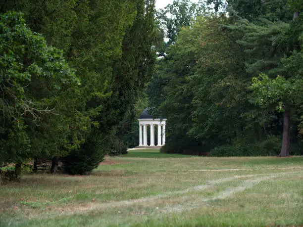 The Ionian Temple is placed in the very beautiful Georgium Park Dessau. It is an ancient temple built on several white pillars with a round black metallic dome.