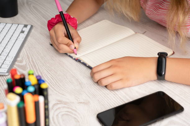 istock Girl hands studying at home and doing homework 1271689284