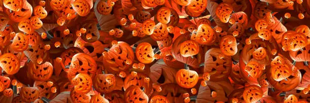 Photo of Halloween concept. abstract background with scary pumpkins. 3d illustration
