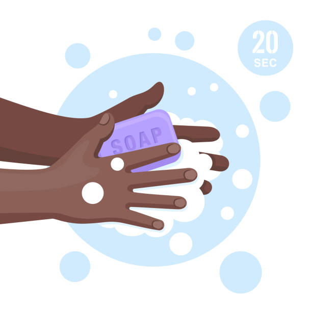 ilustrações de stock, clip art, desenhos animados e ícones de african washing hands with soap - washing hands illustrations