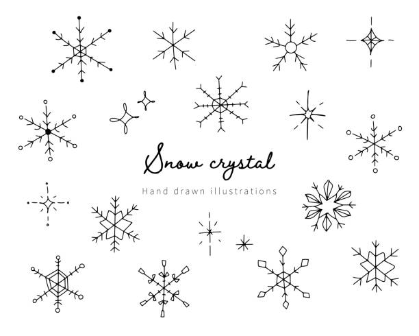 A set of cute and simple snowflake icons A set of cute and simple snowflake icons snowflake shape illustrations stock illustrations