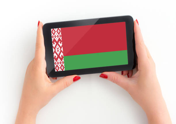 belarus flag on tablet in female hands Flag from https://www.countryflags.com/en/ free for commercial use see release