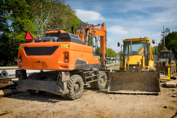 istock Road construction machinery on street reconstruction 1271698456