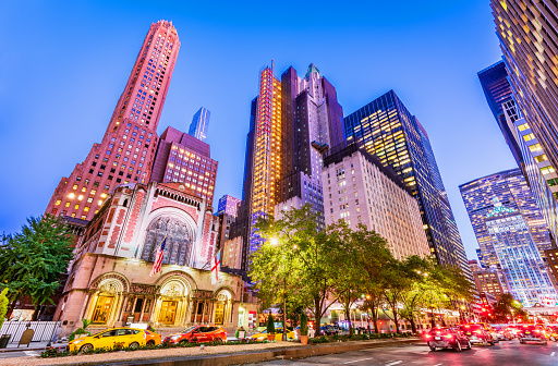 New York, USA - September 2019: Famous 5th Avenue in Manhattan, New York City in United States of America