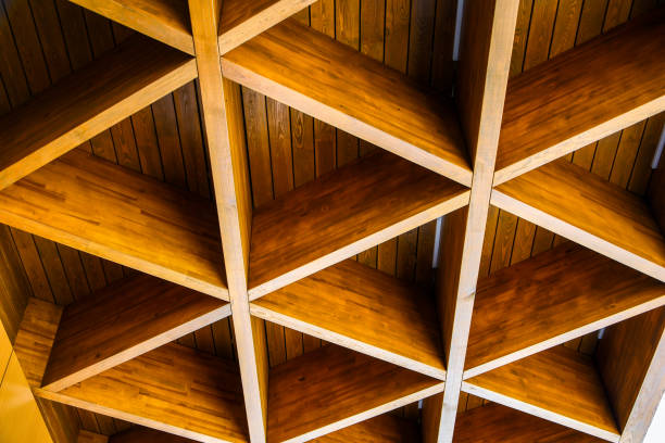 istock Roofing Construction. Wooden Roof Frame House Construction. Abstract Structure background. Wood texture pattern. 1271703529