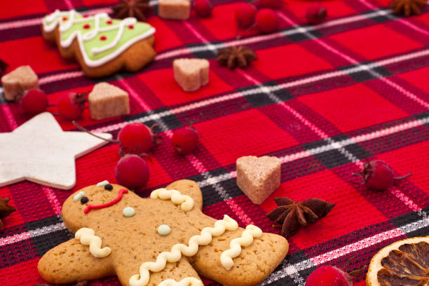 istock Christmas greeting card. with gingerbread man 1271704503