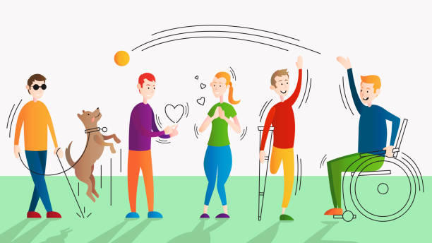 People with Disabilities Disability People Cartoon Character person oxygen tank stock illustrations