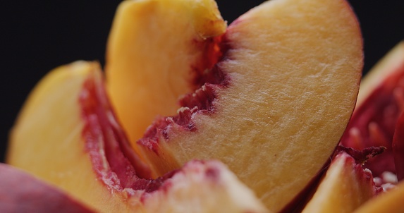 Fresh sliced peach extreme close-up
