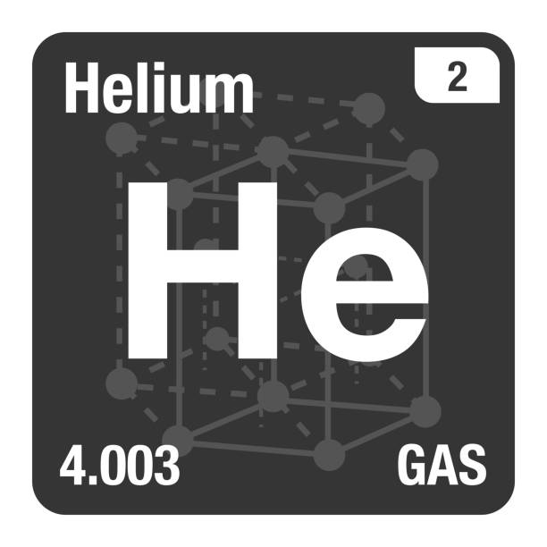 ilustrações de stock, clip art, desenhos animados e ícones de icon of helium periodic table of elements with crystal system background - helium