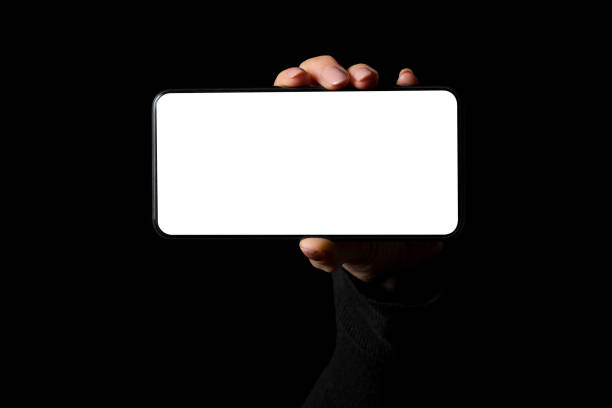 istock Person holding in hand smartphone with empty white screen 1271711815