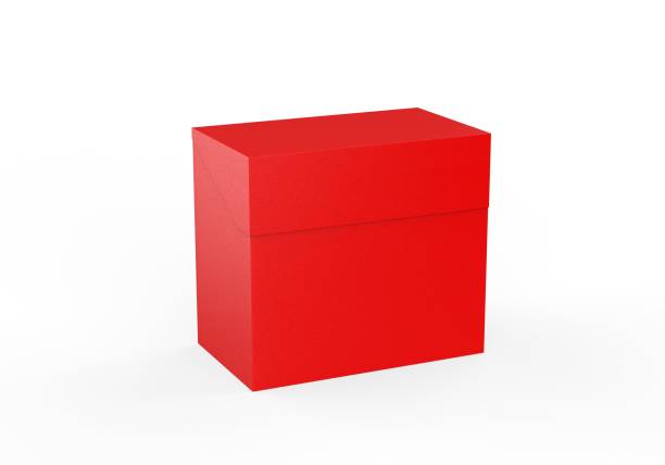 istock Red paper box on isolated white background, closed red tea box mockup, 3d illustration 1271713320