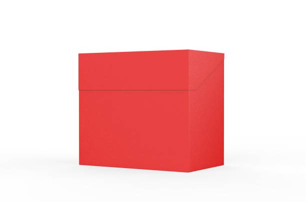 istock Red paper box on isolated white background, closed red tea box mockup, 3d illustration 1271713323