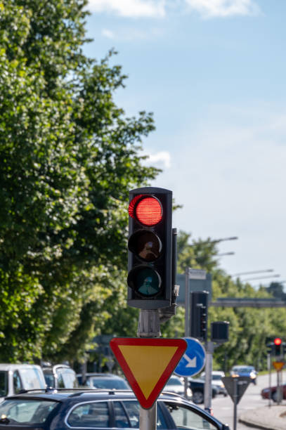 istock Red traffic light with car congestion chaos 1271715655