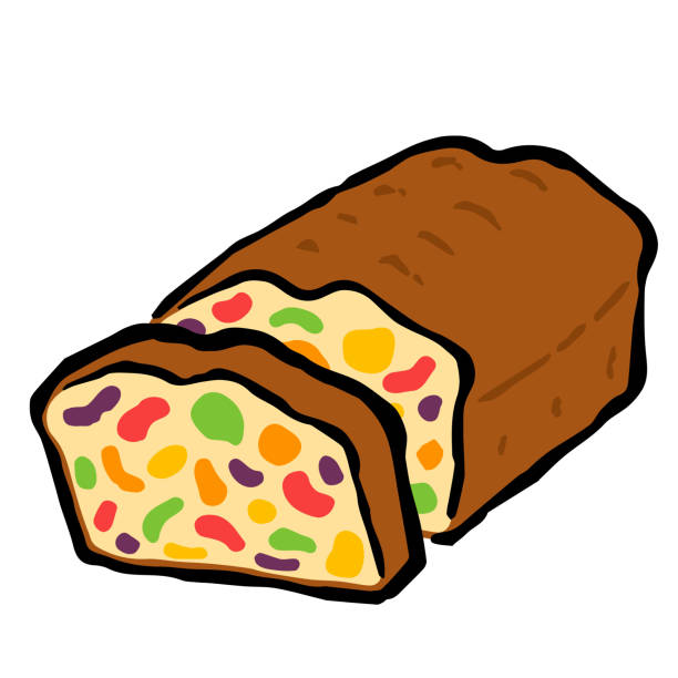 illustration von fruitcake: illustration wie handgezeichnete illustration mit tinte und pinsel - fruitcake stock-grafiken, -clipart, -cartoons und -symbole