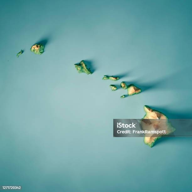 Hawaii 3d Render Topographic Map Stock Photo - Download Image Now - Hawaii Islands, Map, Big Island - Hawaii Islands