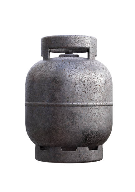 cylinder tank of liquefied petroleum gas, lpg, used in the kitchen for food preparation - botija de gas imagens e fotografias de stock