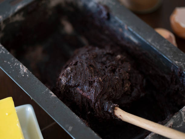 istock Chocolate brownies batter on a baking pan 1271722899