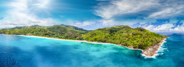 istock Beautiful coastline of Praslin, Seychelles Islands aerial view from drone 1271729708