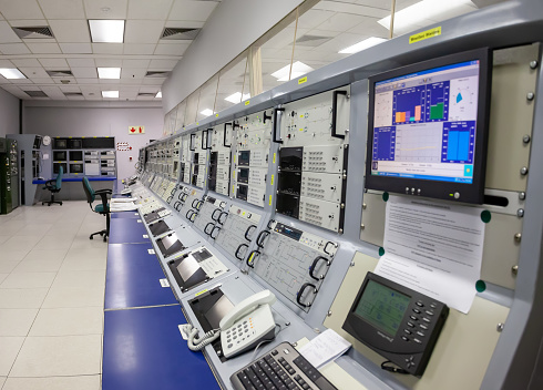 a data Centre in a satellite room with all the convertors of signals, frequencies and server room