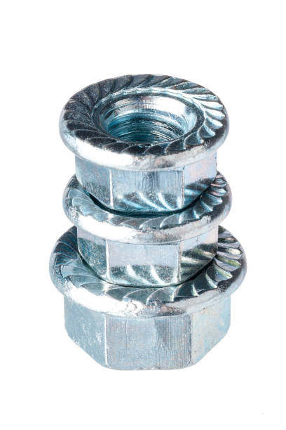 istock Metal nuts isolated on white background. creative photo. 1271732303