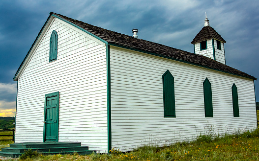 Historic McDougal Church, first in Alberta. Morley, Alberta, Canada.