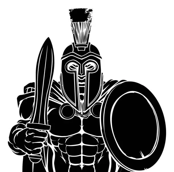 Vector illustration of Spartan Trojan Sports Mascot