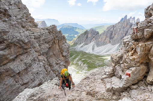 Storytelling of a day of hiking and climbing on the Dolomites: together on a via ferrata