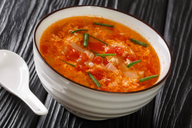 istock tomato drop egg soup close-up in a bowl. horizontal 1271755939