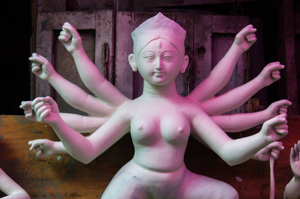 istock Unfinished clay idol of Goddess Durga. 1271757545