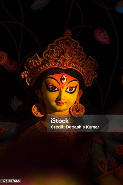 Portrait Of Hindu Goddess Durga Stock Photo - Download Image Now - Durga Puja Festival, Art, Celebration