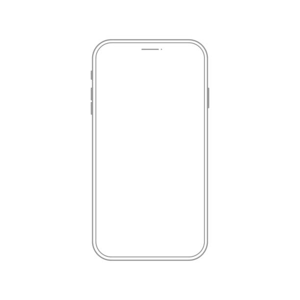 Smartphone line icon Smartphone line icon. Mobile phone mock up modern linear vector illustration isolated on white background. outline stock illustrations