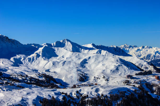 La Plagne France View of La Plagne Ski Area, France la plagne photos stock pictures, royalty-free photos & images