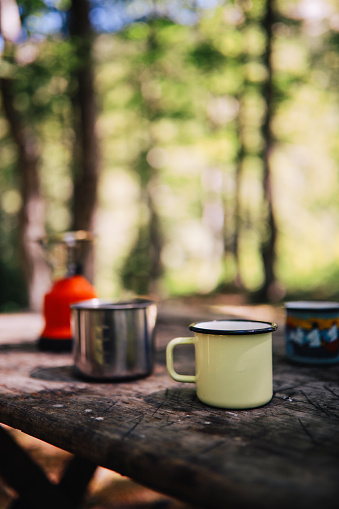 Coffee on the camping table