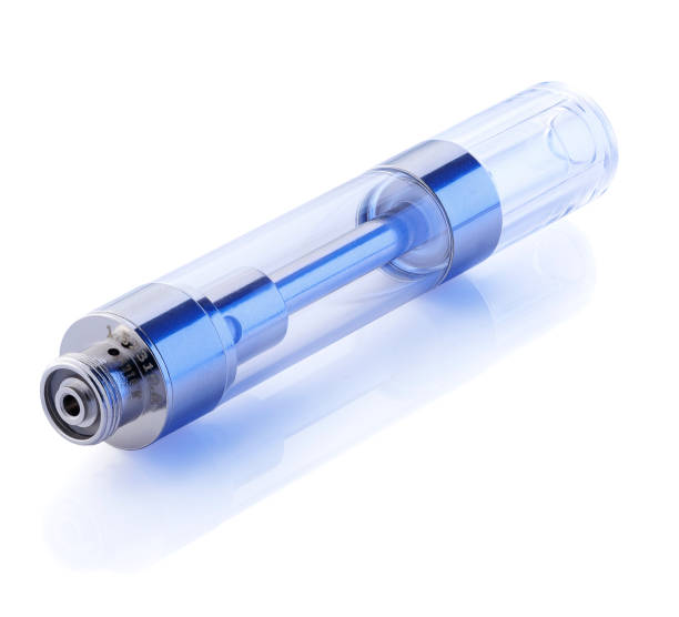 istock Cannabis Vape Cart with Plastic Body for THC & CBD on black background 1271765810
