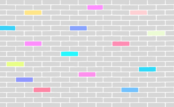 brickwork textur mit farbe und sepia ziegel - cement backgrounds building exterior color image stock-grafiken, -clipart, -cartoons und -symbole