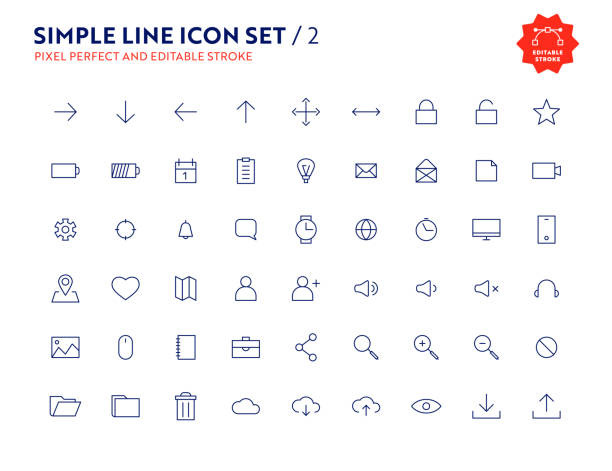 illustrazioni stock, clip art, cartoni animati e icone di tendenza di simple line icon set pixel perfect and editable stroke - symbol link computer icon connection