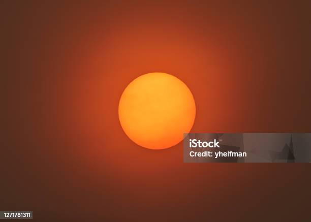 Sun Filter Through Smoky Skies Of California Wildfires 2020 Stock Photo - Download Image Now