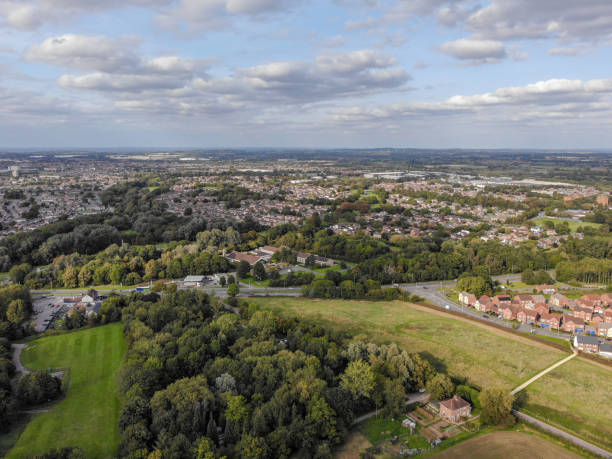 Aerial view of south Swindon, Wiltshire. 10 September 2020 stock photo