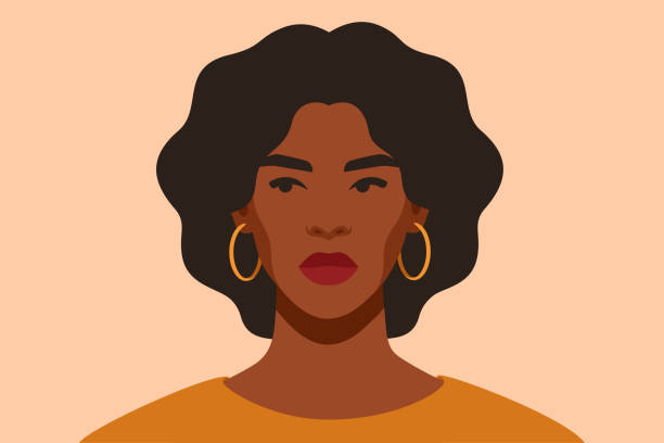 serious black girl schaut aus protest weg. afrikanische frau mit arrogantem gesichtsausdruck. - disgust women african ethnicity human face stock-grafiken, -clipart, -cartoons und -symbole