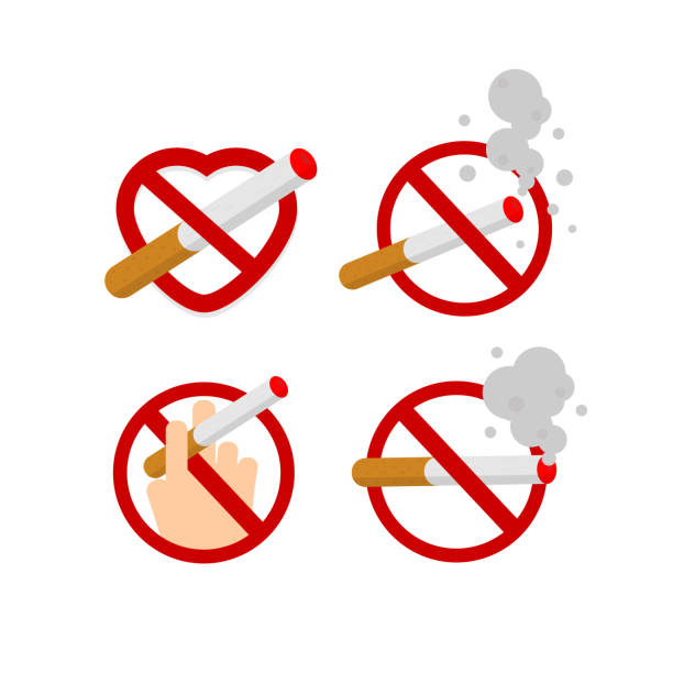 ilustrações de stock, clip art, desenhos animados e ícones de no smoking and smoking area. fire hazard risk icon badge - nicotine healthcare and medicine smoking issues lifestyles