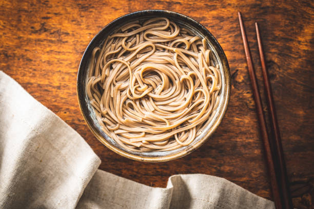 istock Cooked soba noodles. Traditional asian pasta. 1271786837