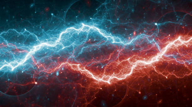 istock Hot fire and ice cold plasma background, abstract energy 1271790379
