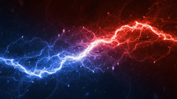 istock Hot fire and ice cold plasma background, abstract energy 1271790380