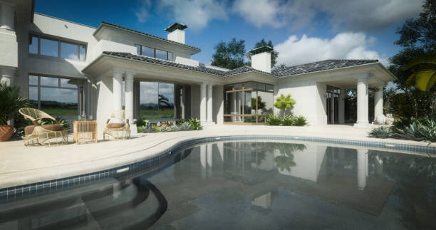 istock Exclusive Luxury Villa with Swimming Pool (Morning) 1271791859