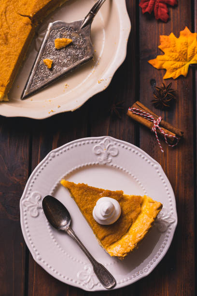 istock Thanksgiving holiday pumpkin pie with whipped topping 1271792886