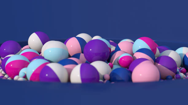 istock Colorful balls morphing. Blue background. Close-up. Abstract illustration, 3d render. 1271795991