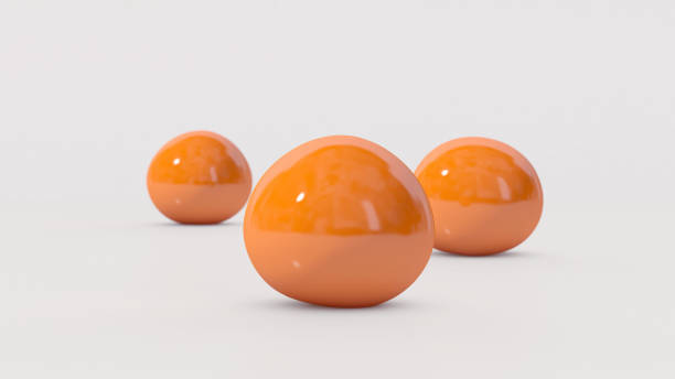 istock Three orange soft balls falling and jumping. White background. Abstract illustration, 3d render. 1271795992
